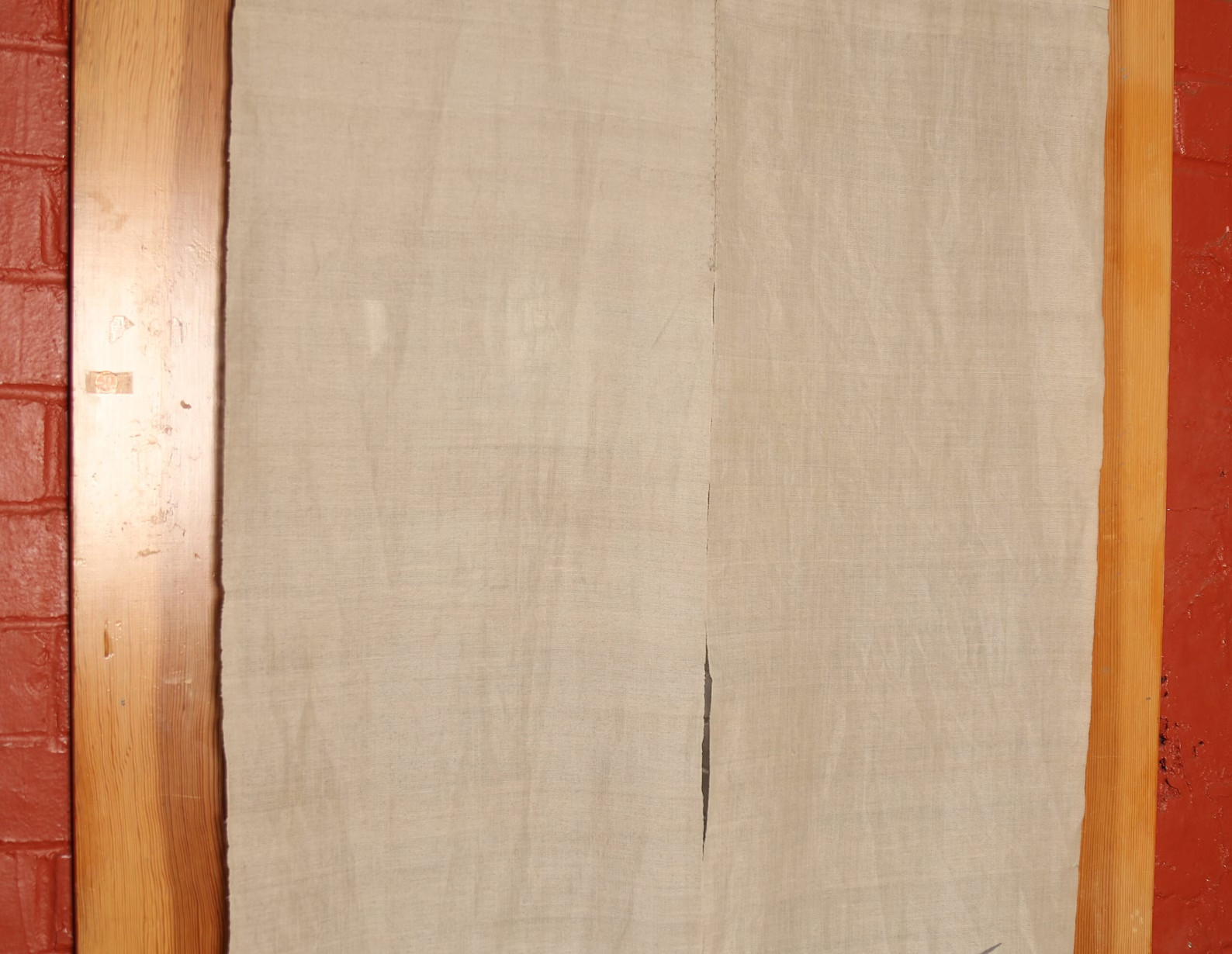 Japanese style linen noren, door way curtain. Susuki Silver Grass on Purple Gray