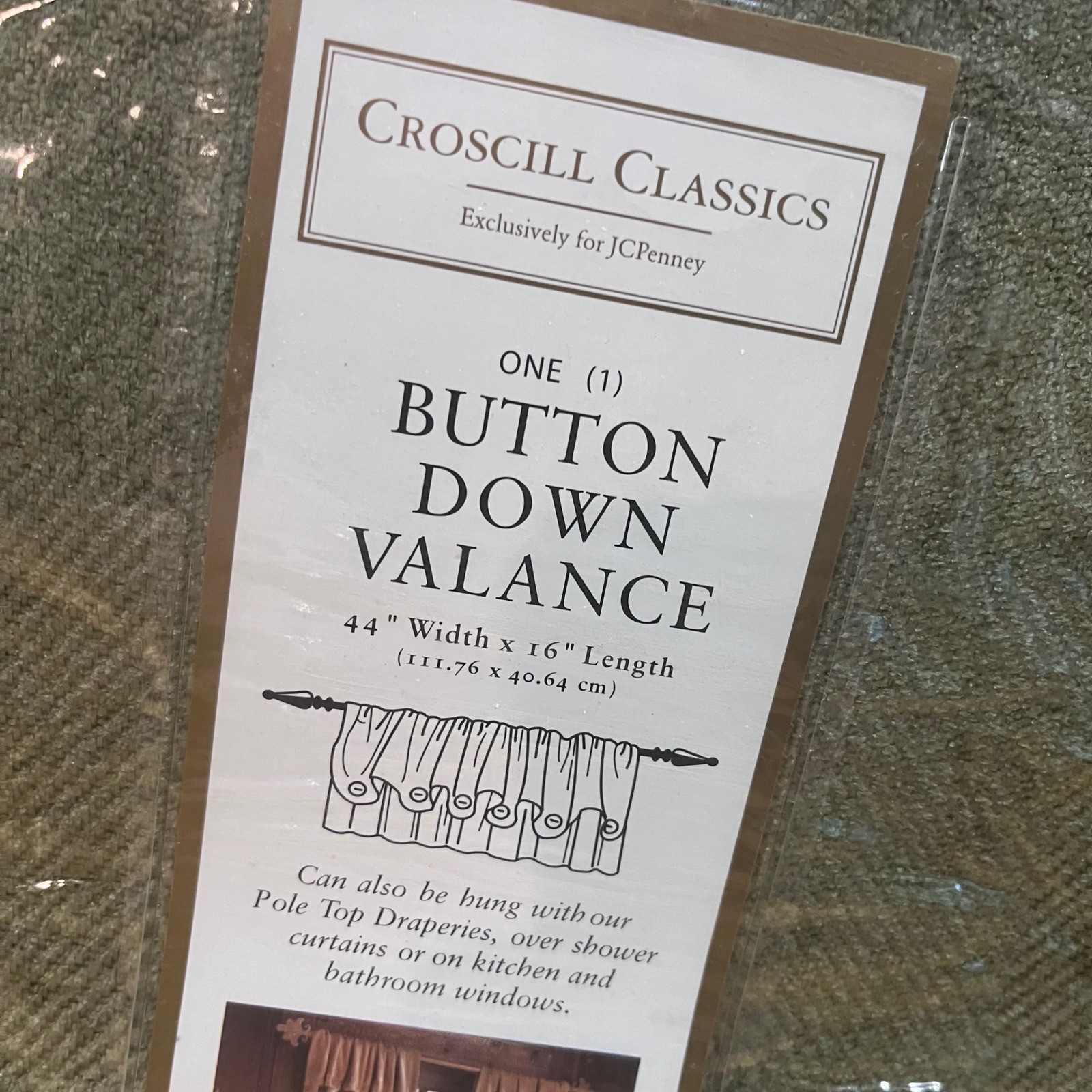 Croscill Classics Manchester Sage Green Herringbone Button Down Valance 44×16