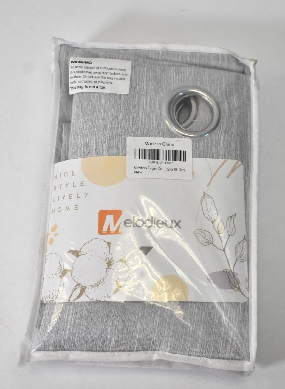 Melodieux Elegant Cotton Room Darkening Blackout Curtain 1 Panel Gray 52″ x 84″