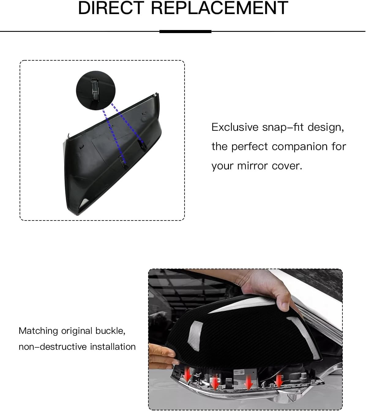 Left Driver Side Mirror Cover Cap for Chevrolet Malibu 2016-2024 – Matte Finish