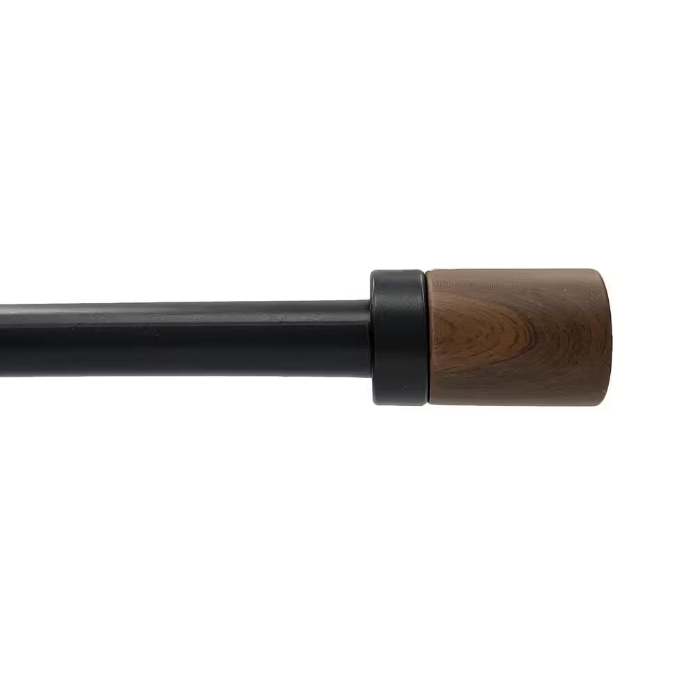 36 In. – 66 In. Adjustable Single Curtain Rod 3/4 In. Dia. in Matte Black with M