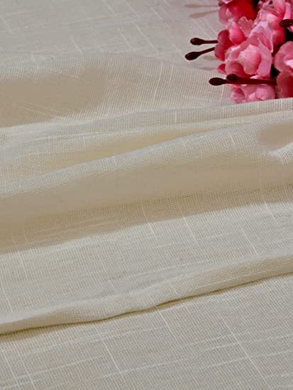 Linenweaves Cotton Linen Solid Window Curtain Set With Eyelet Rings 4.5ft x 5 ft