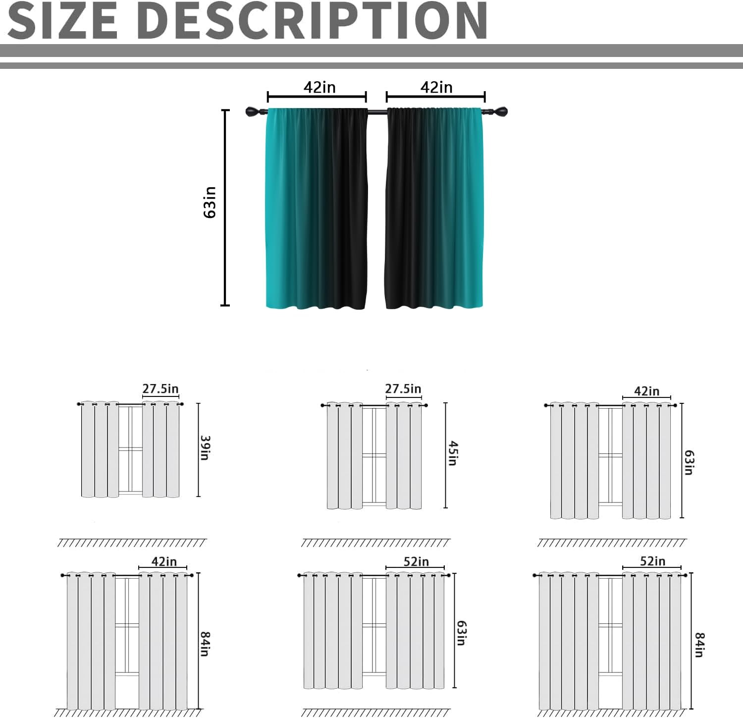 Eglgcc Teal Turquoise Curtains Black Aqua Ombre Gradient Abstract Dark Cool