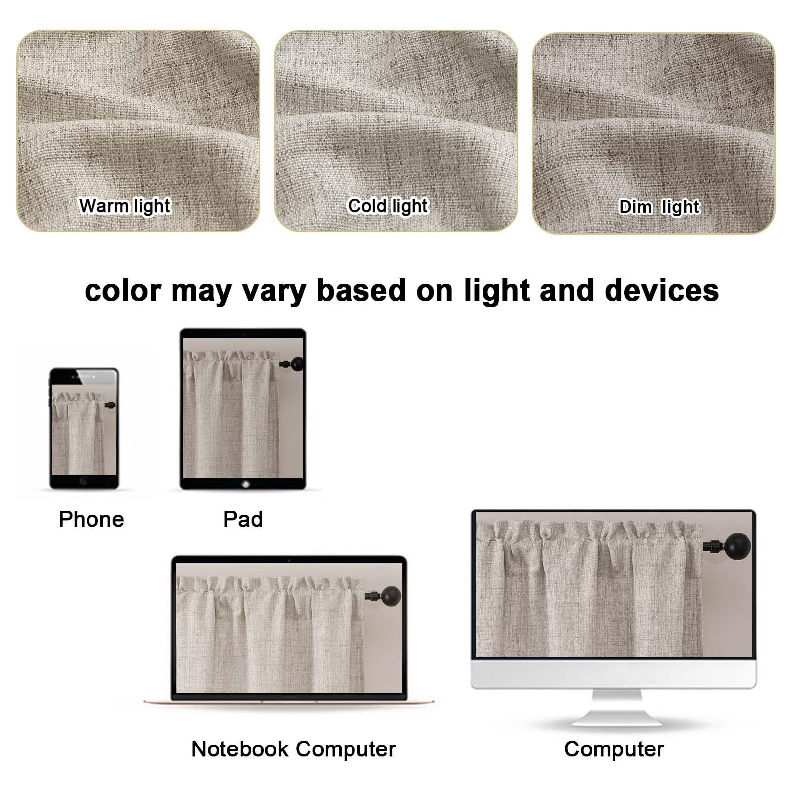 LIVEKID Valance for Windows – Light Filtering 52″W x 12″L (Pack of 1), Linen