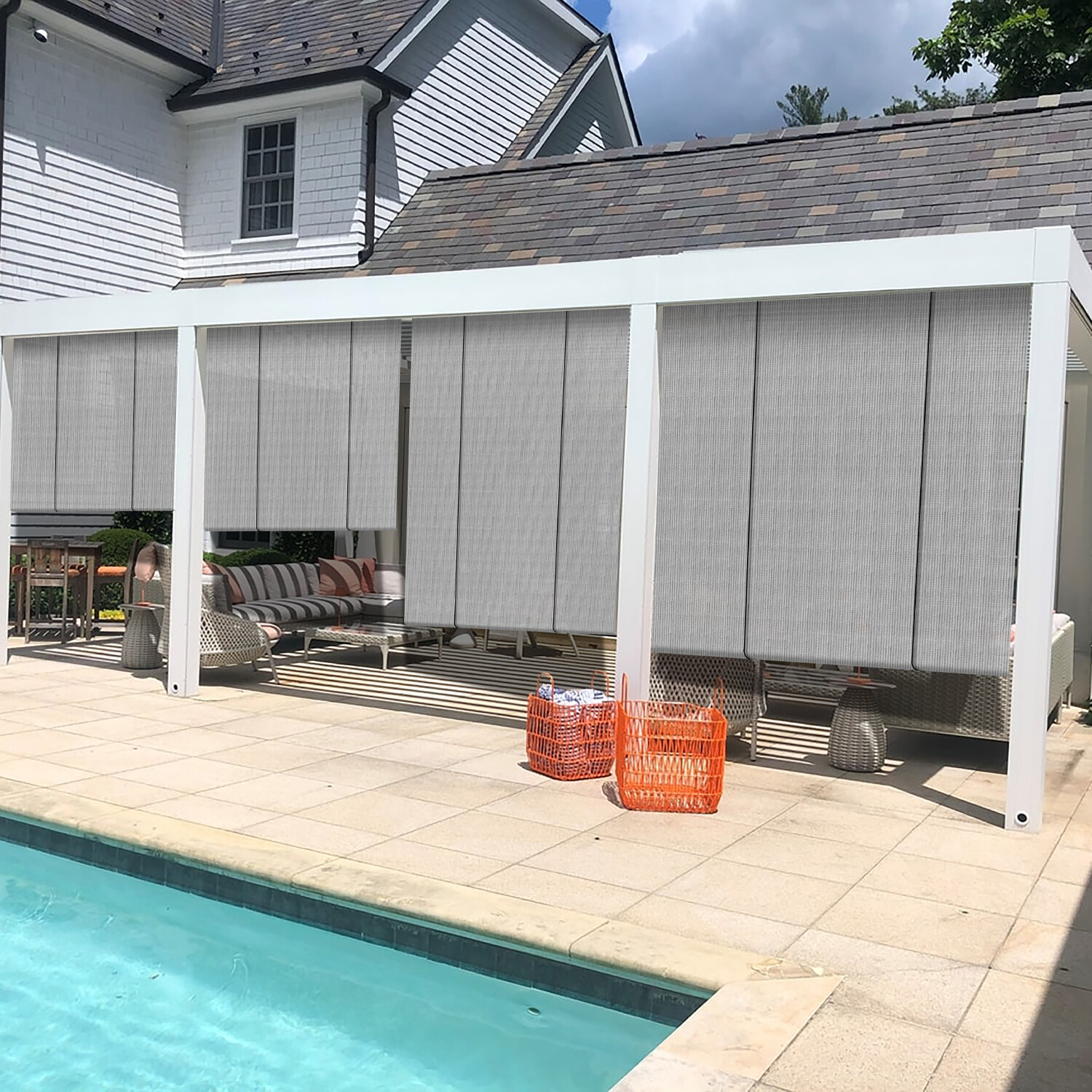Roller Shade Roll up Shade Gray UV Block Shelter Cover for Porch Pergola Yard