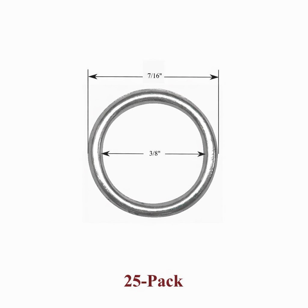 3/8″ Sew-On Nickel Plated Metal CORD GUIDE RINGS for Roman Shades – (25-Pack)