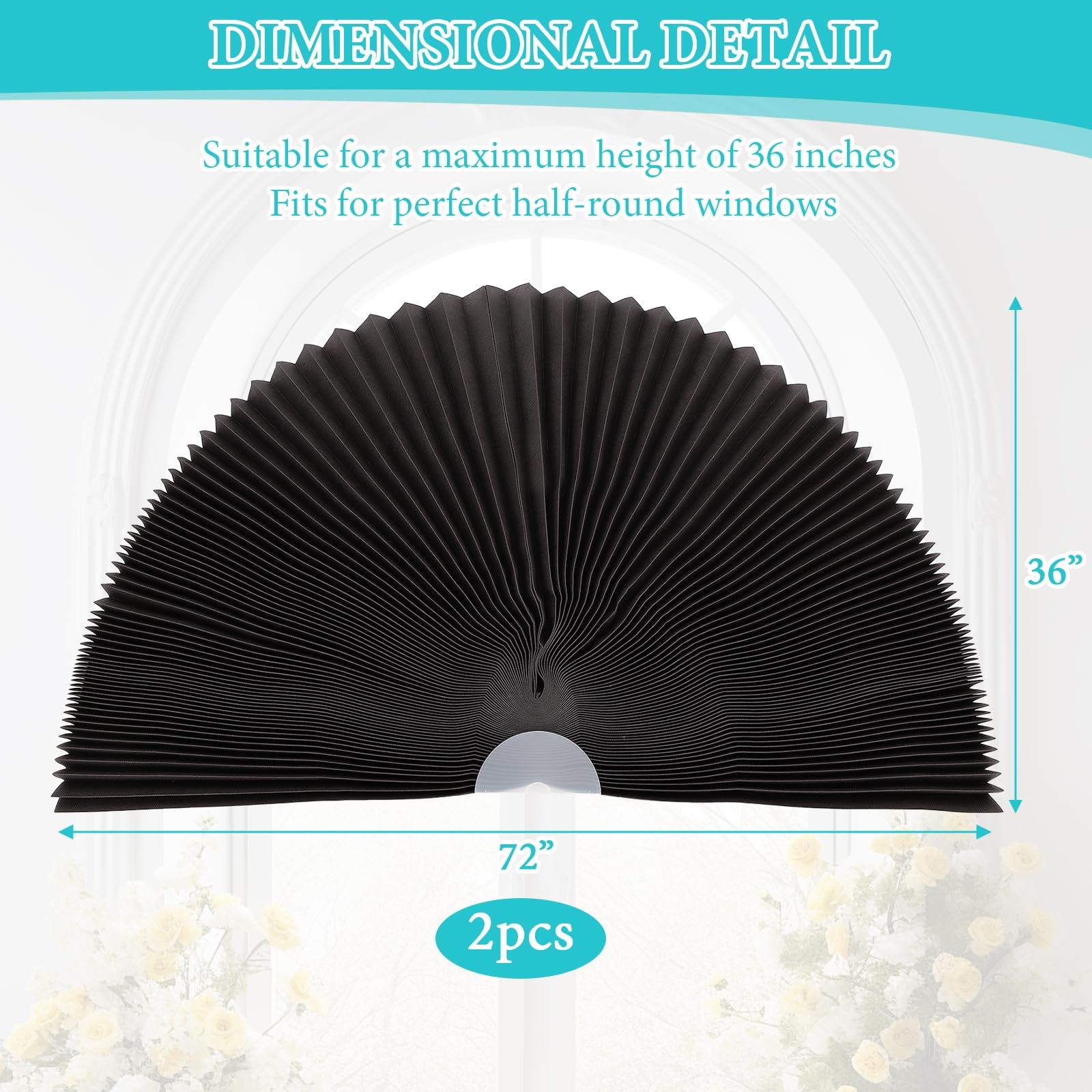 Half Circle Window Shades No Drill, Arch Window Shade Blackout Half Circle, A…