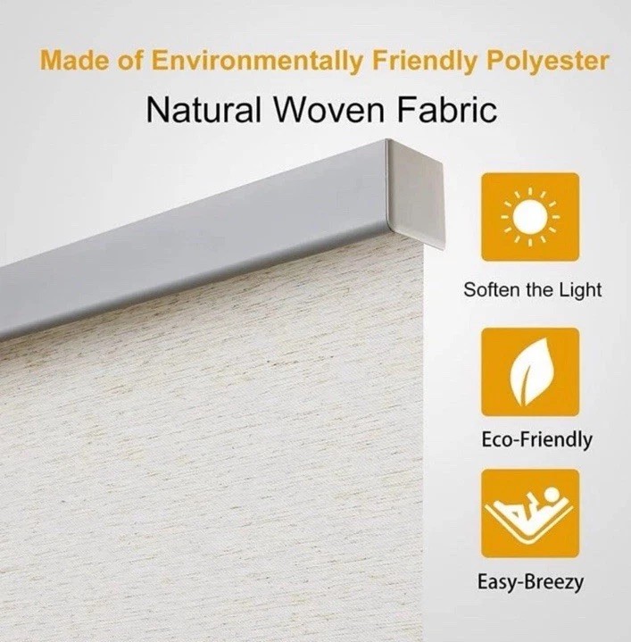 Persilux Free Stop Cordless Light Filtering Shade Cream 34×72 Inch New