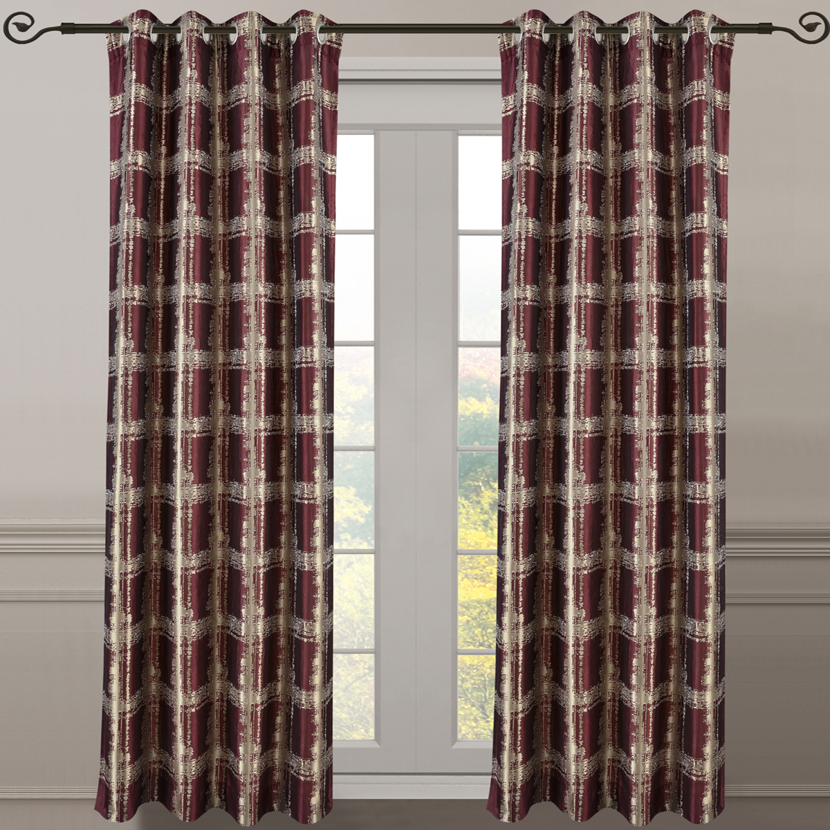 Studio (Pair) Top Grommet Abstract Jacquard Window Curtain Panel