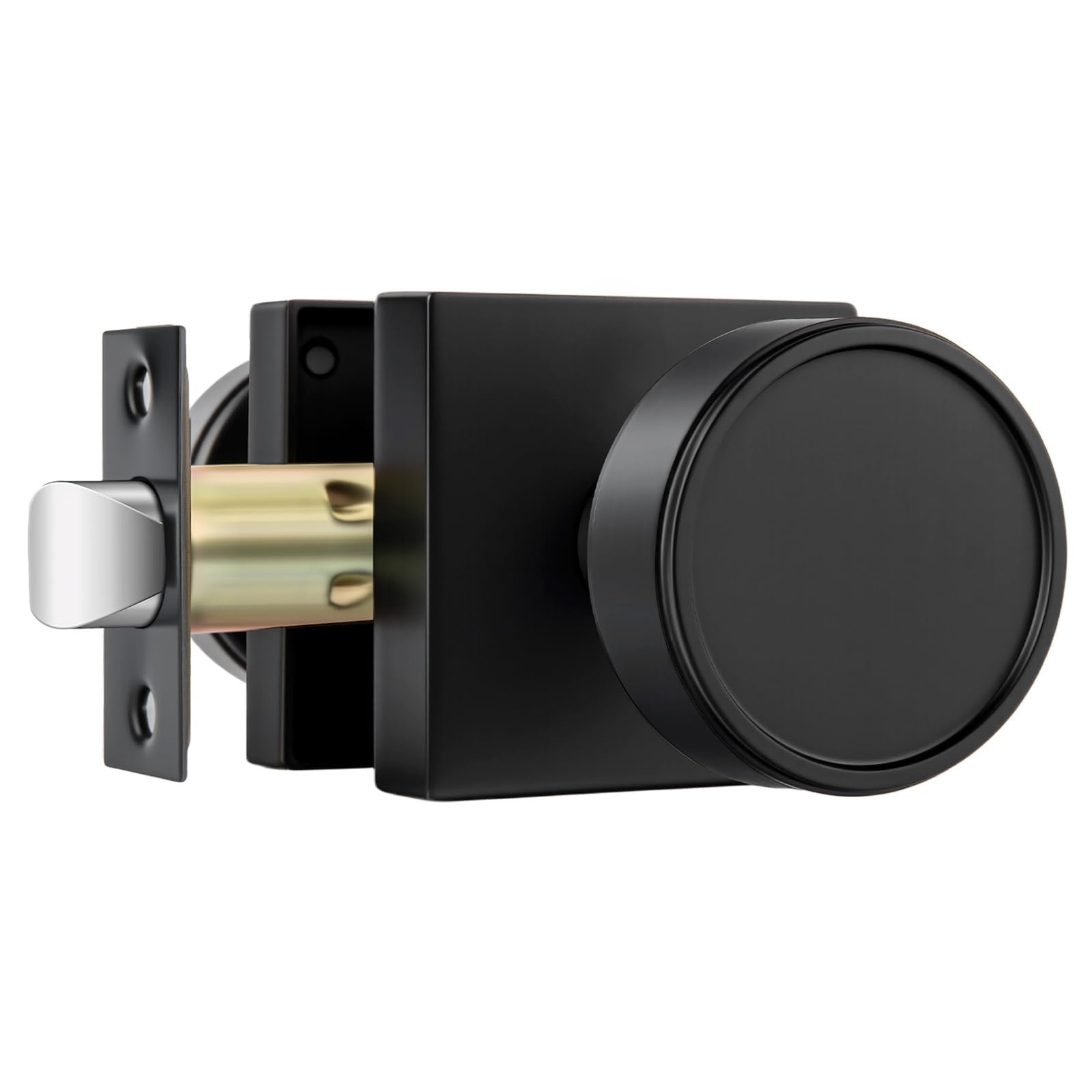 Goldenwarm Black Passage Door Knob Interior, Zinc-Alloy Round Matte Black Clo…