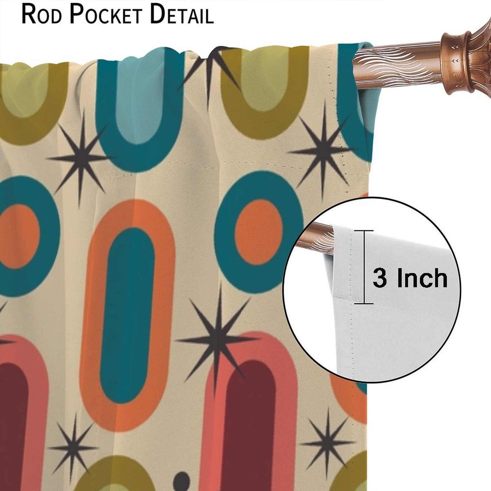 Mid Century Window Curtains,Retro Square Design Modern Style Blackout Window …