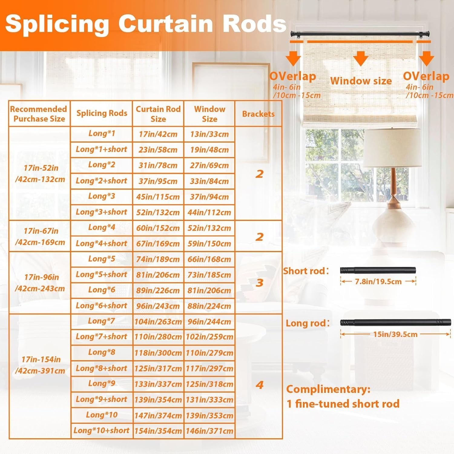 Black Curtain Rods for Window 17 to 67 Inch, Small Window Curtain Rod With Br…