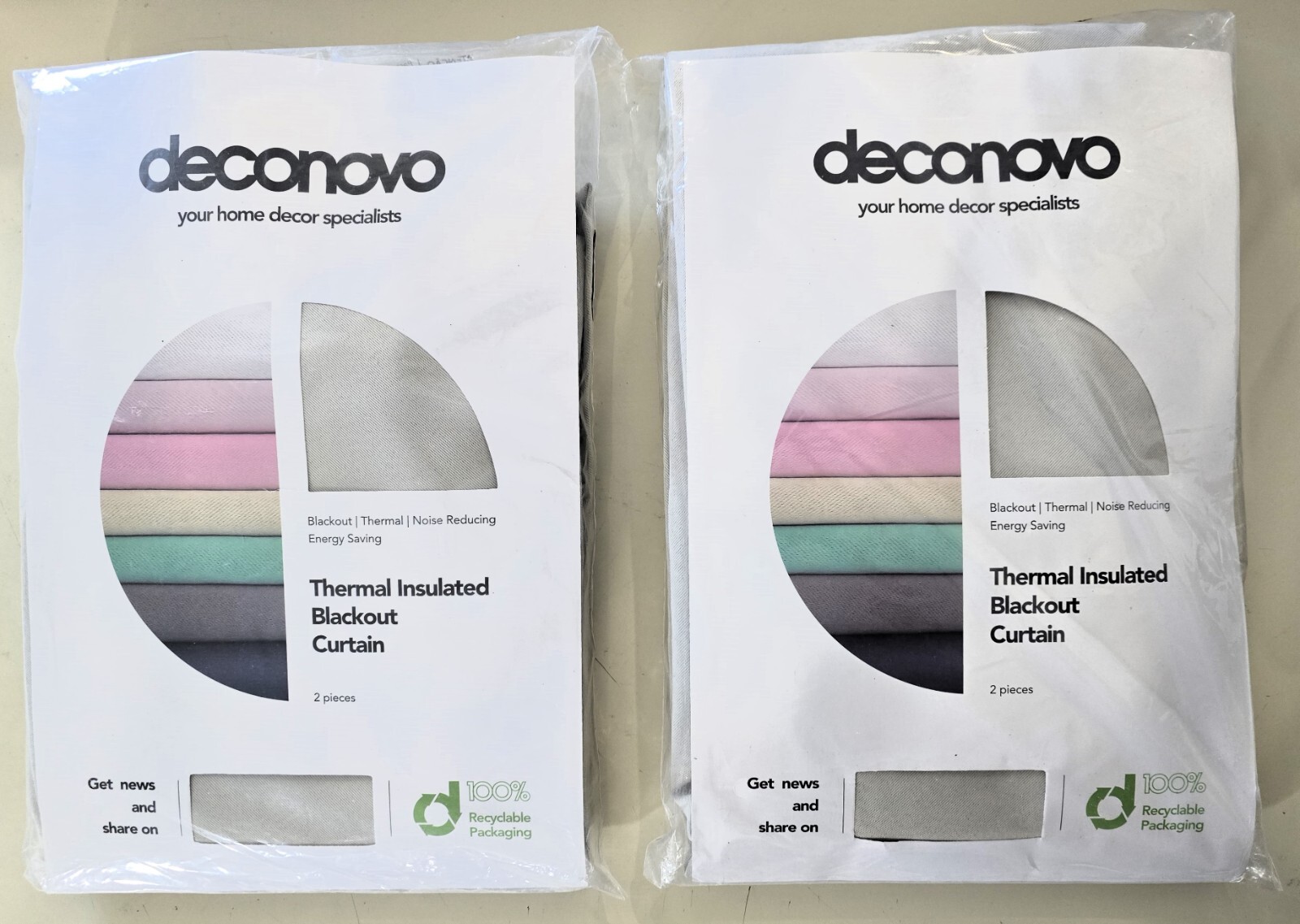 2 sets/4 Panels Deconovo Beige Thermal Insulated Blackout Curtains 42″ W x 45″ L