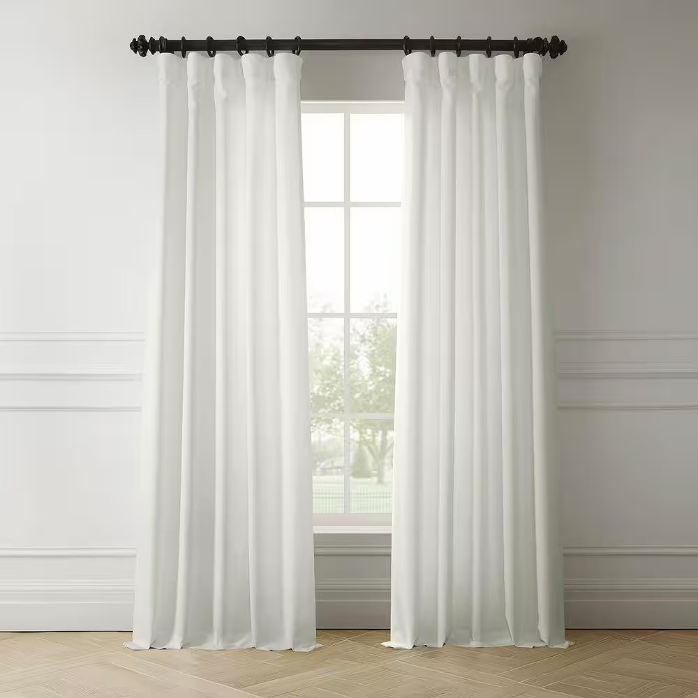Magnolia off White Italian Faux Linen Room Darkening Curtain – 50 In. W X 96 In.