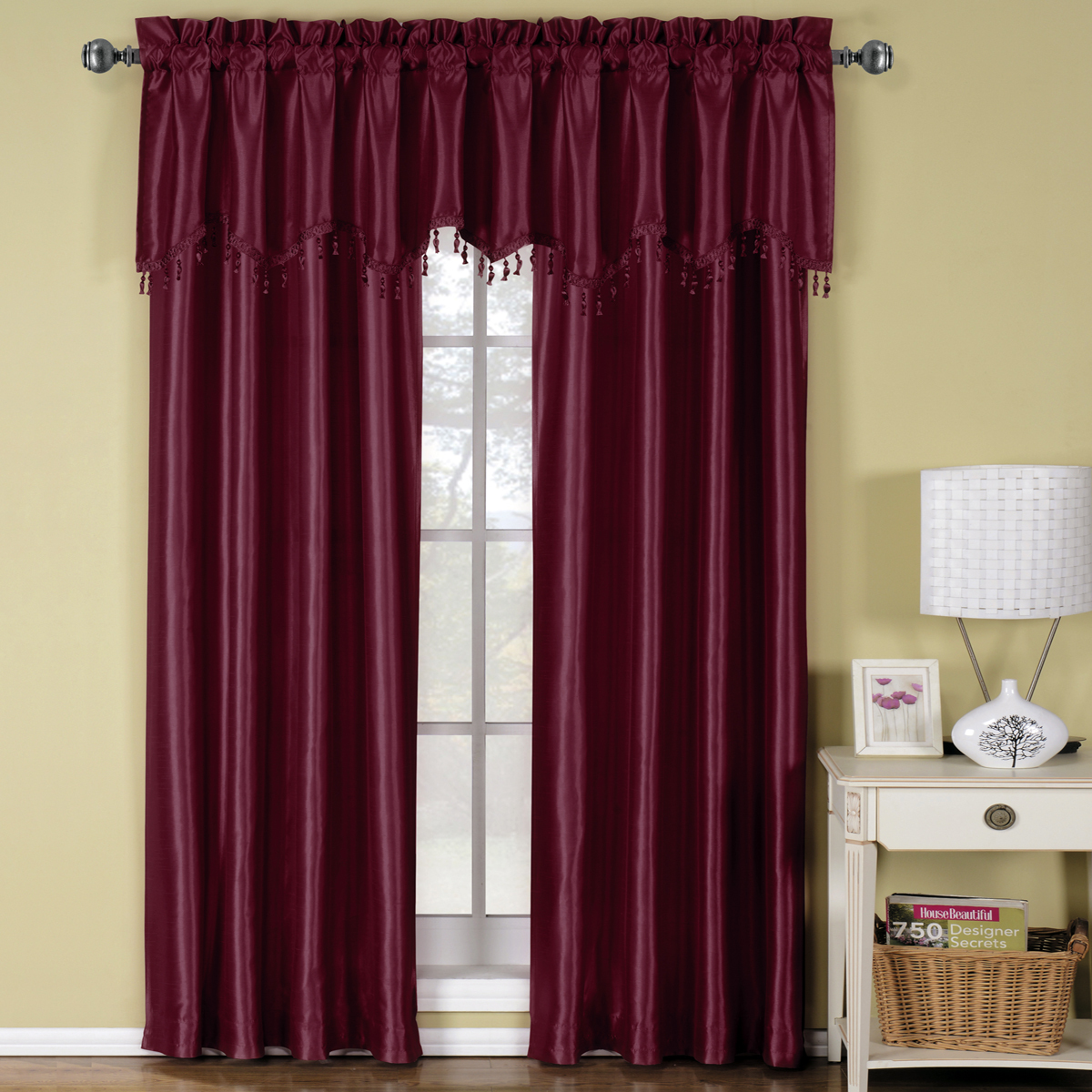 Soho Faux Silk Window Treatment 42 x 84″ Panel OR Valance 100% Polyester