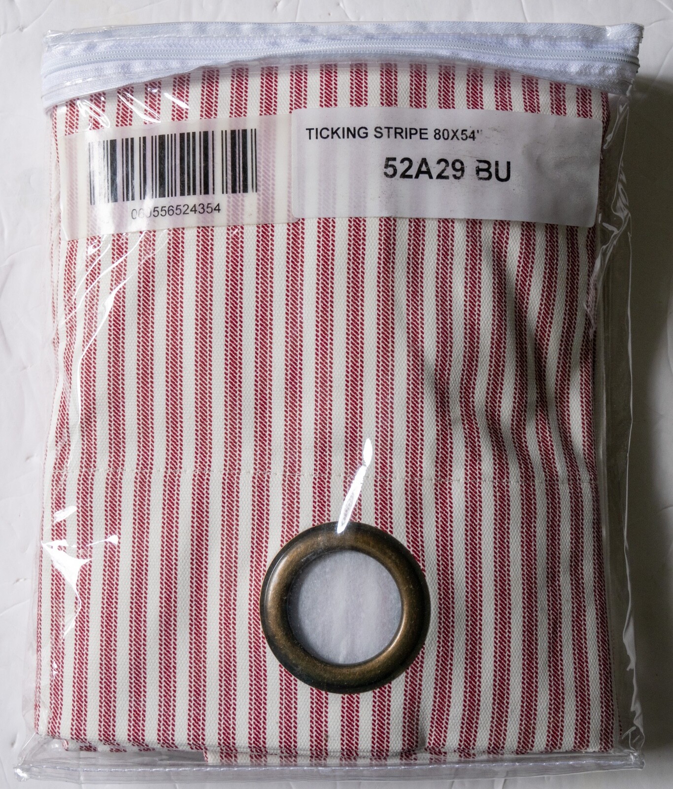 Thermalogic Insulated Ticking Red Striped Grommet Top Curtain Pair, 80″ x 54″