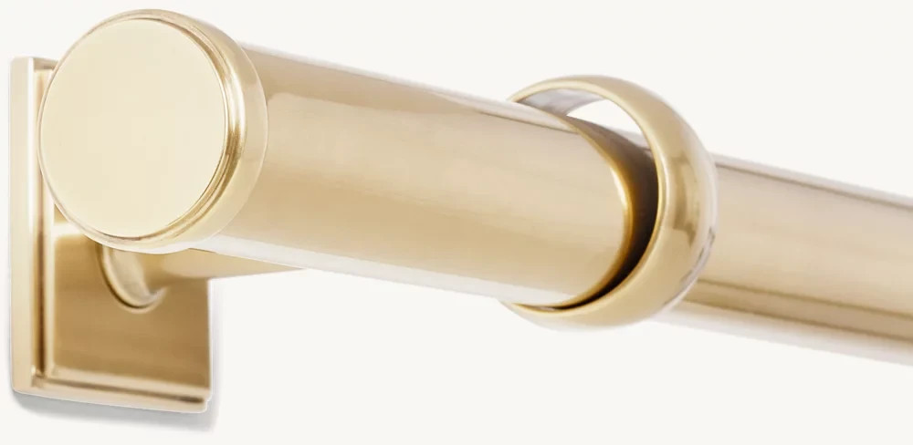Restoration Hardware Easton Solid Brass Endcap Finial & Rod Set 60-108 in