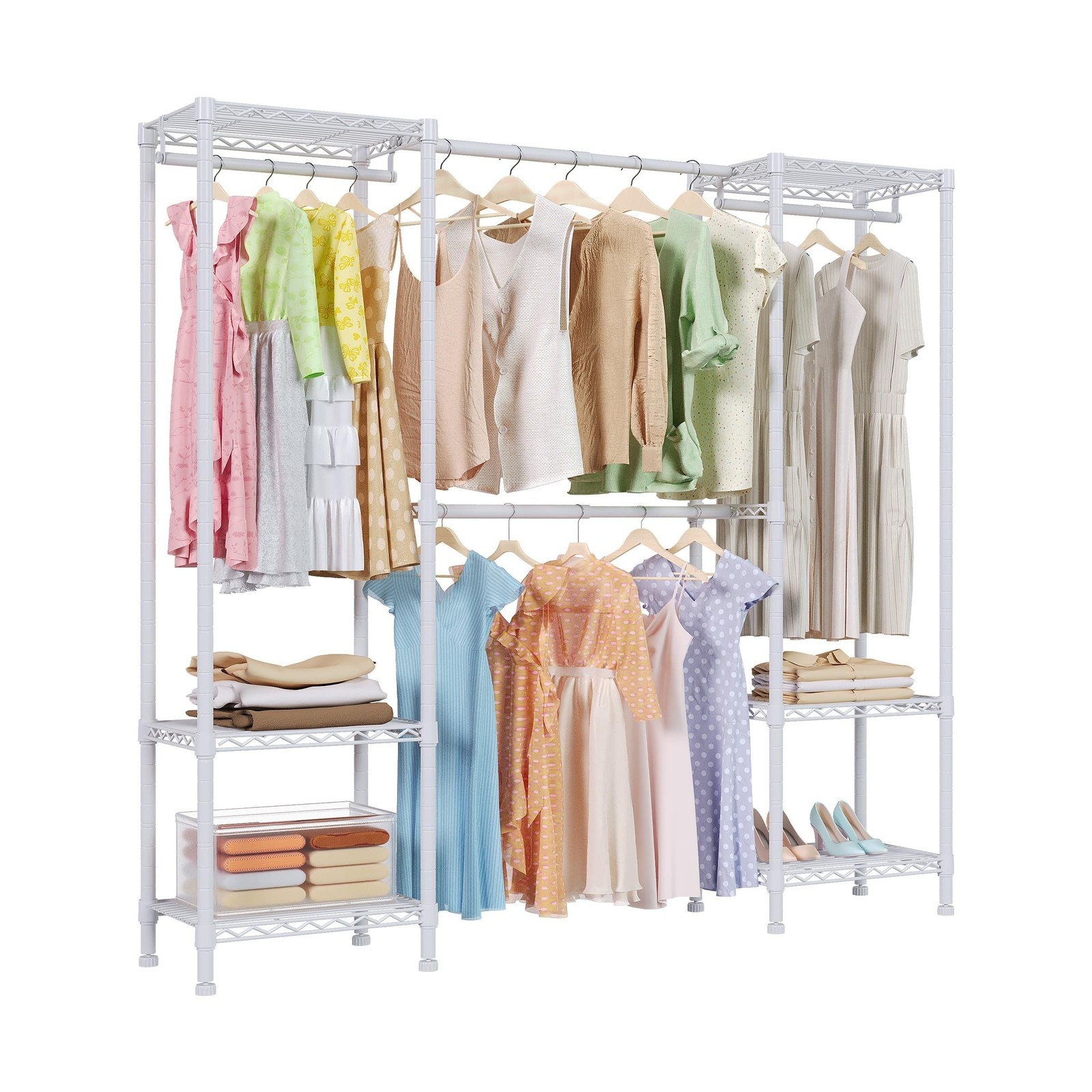 H10 Expandable Clothes Rack Clothing Rack for Hanging Clothes, Heavy Duty Gar…