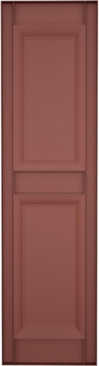 Ekena Millwork Vinyl Raised Panel Shutters 14.75in W x 55in H Burgundy Red Pair