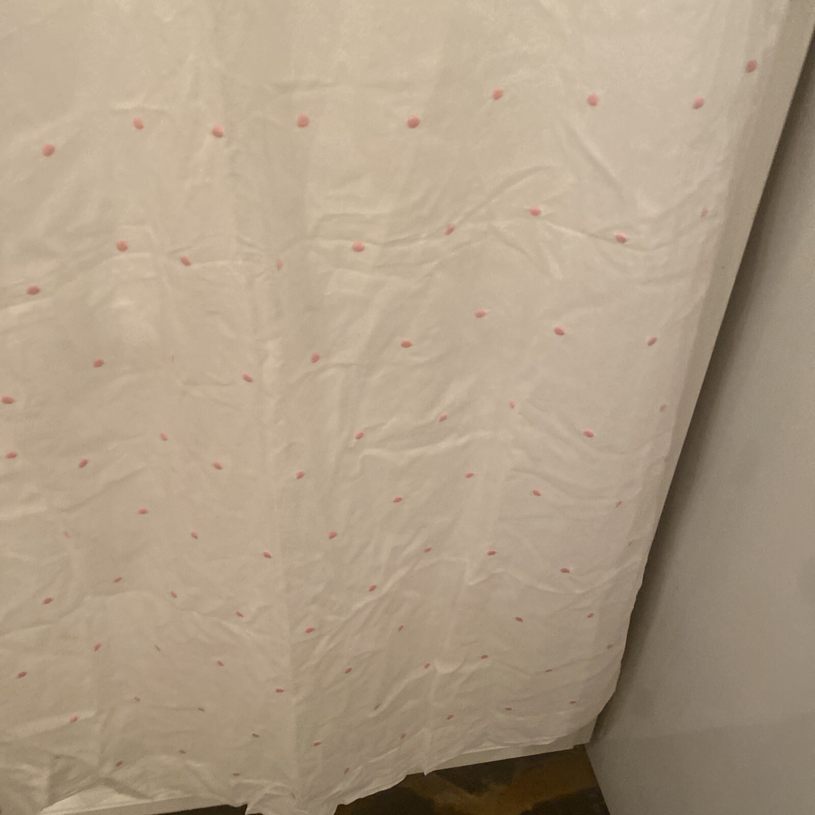 Pottery Barn Kids Sheer Embroidered Pink Dots Drapery Panel 44″ X 61” VGUC