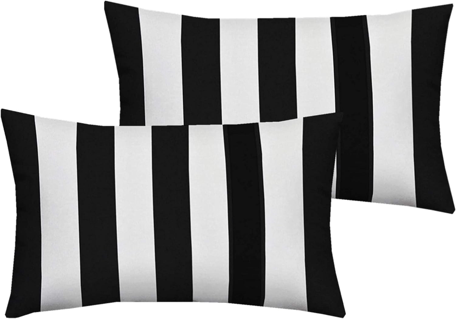 Leaveland White and Black Stripe Set of 2 12X20 Inch Cotton Polyester Square Thr
