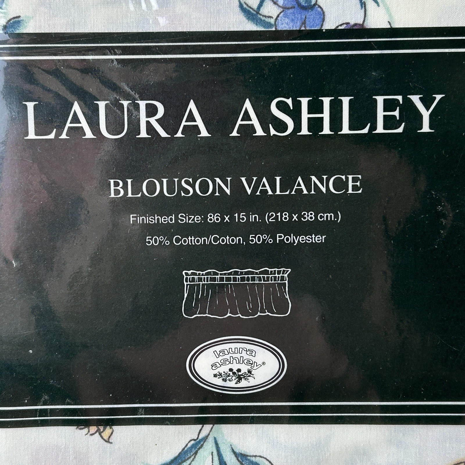 Laura Ashley CHINESE SILK PATTERN Blouson Valance 86”x15” Cotton Blend NEW