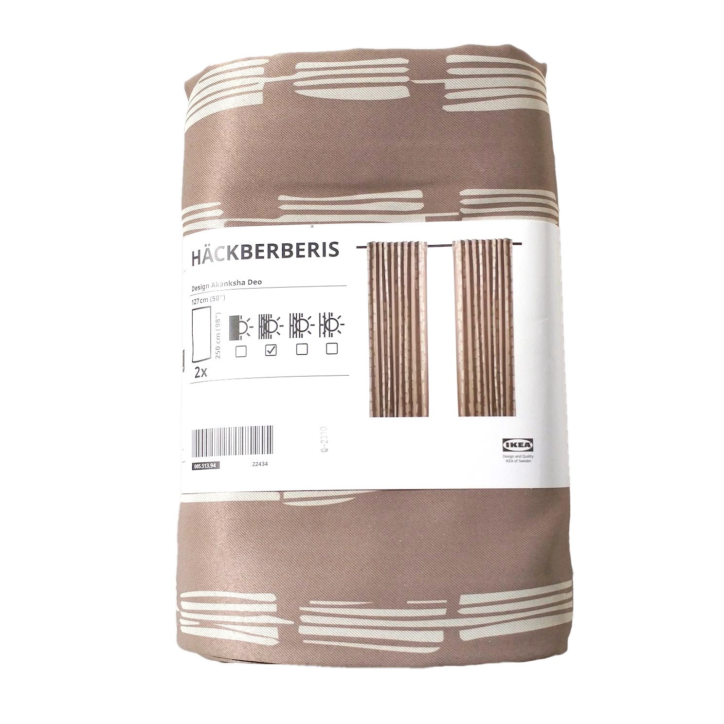 Ikea Hackberberis Room Darkening Curtains 1 Pair (2 Panels) 50″x98″ Beige/Brown