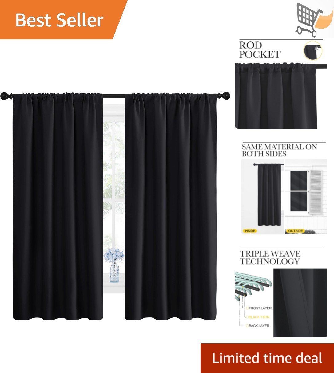 Blackout Curtains Microfiber 42 X 63 Inches Insulated Room Darkening Drapes