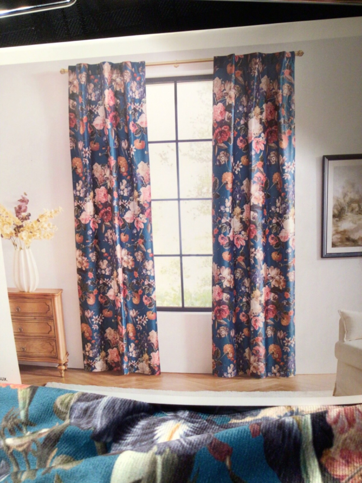 CALLISTO HOME Window Curtain panels 38 x 96 Multicolor Floral 2 Pc Set NEW