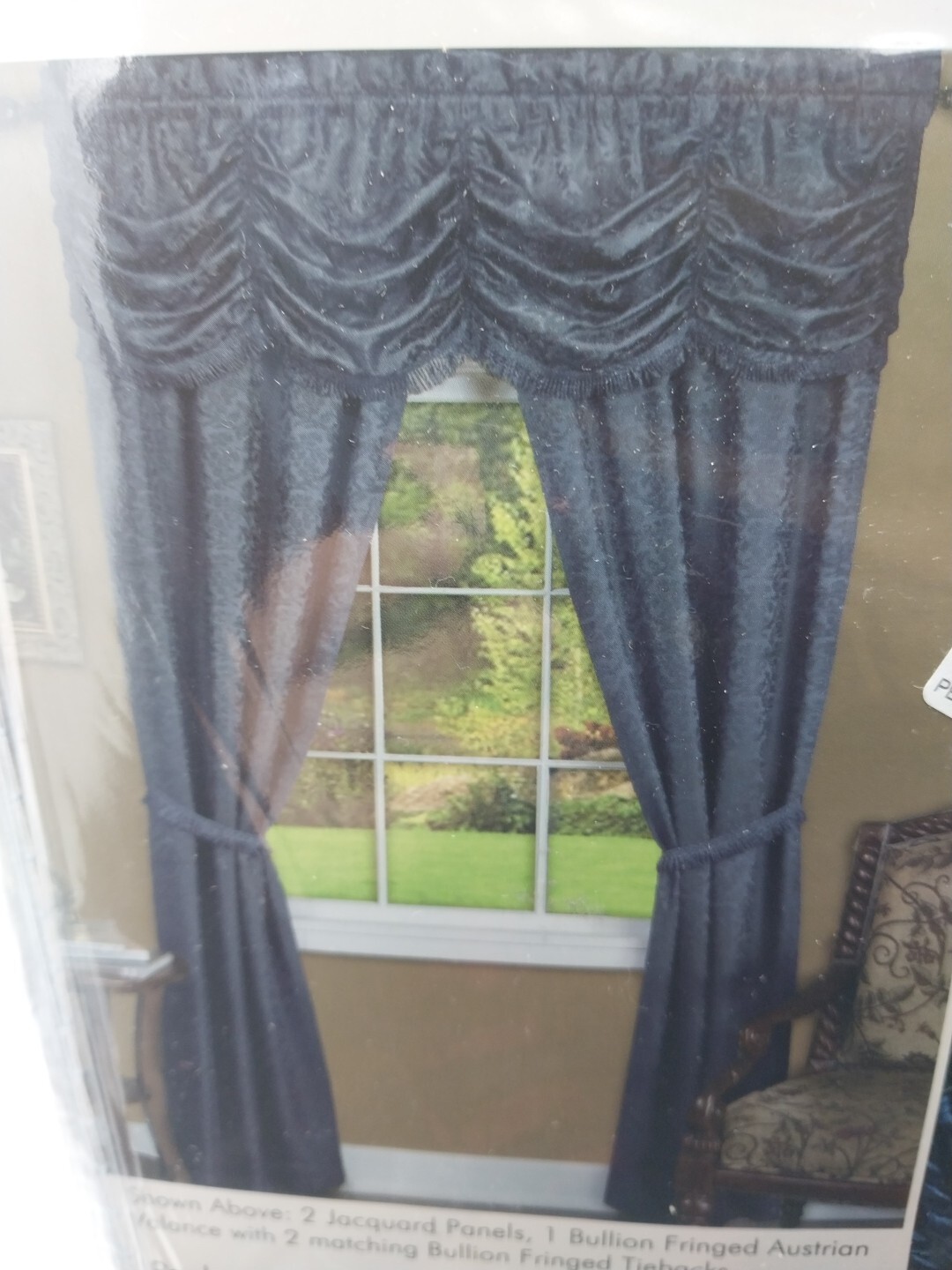 Panache 5 Pcs Window Curtain Set 55in x 63in Navy