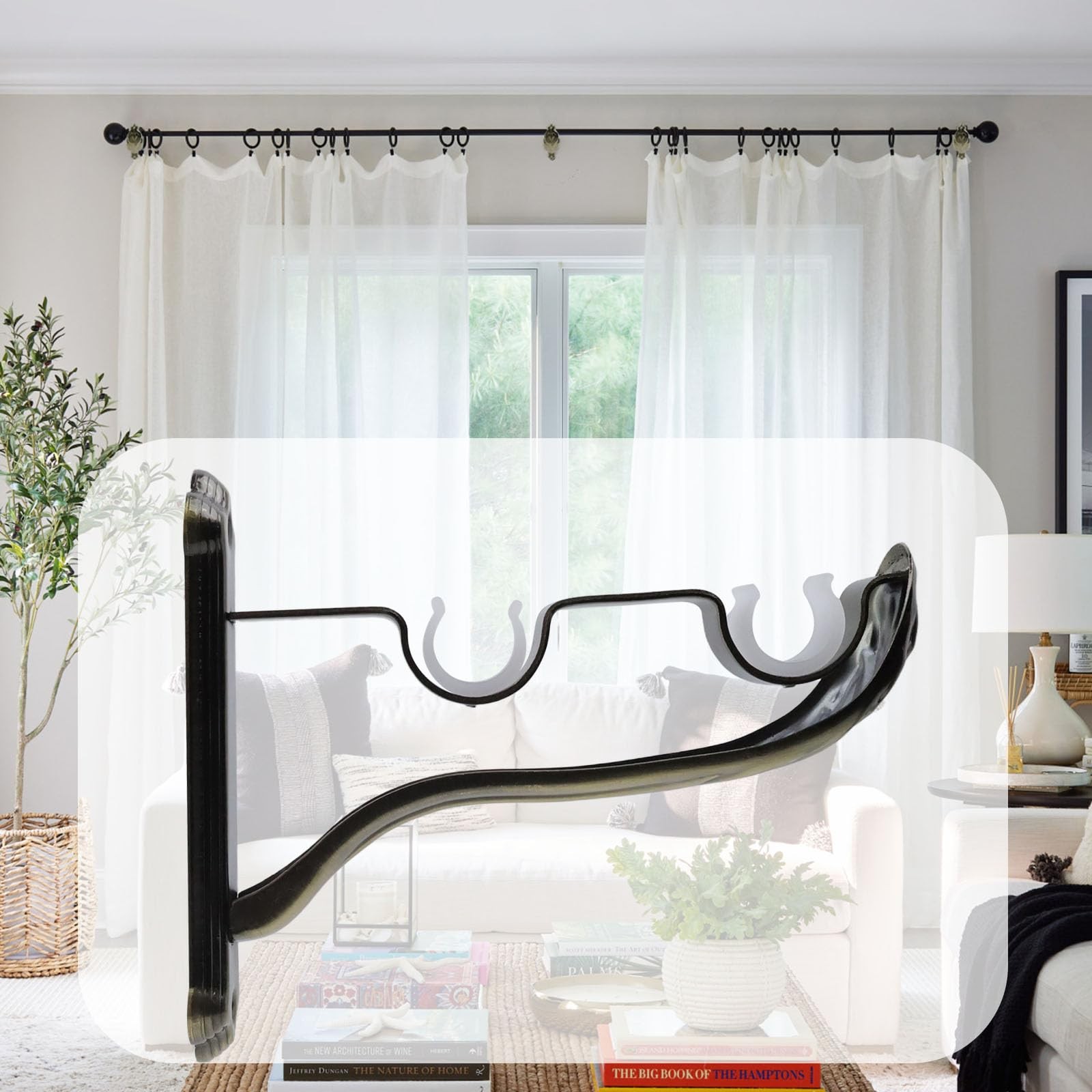 Tsnamay 3Pcs Double Curtain Rod Brackets Holders,1 Inch Retro Wall Mount Brac…