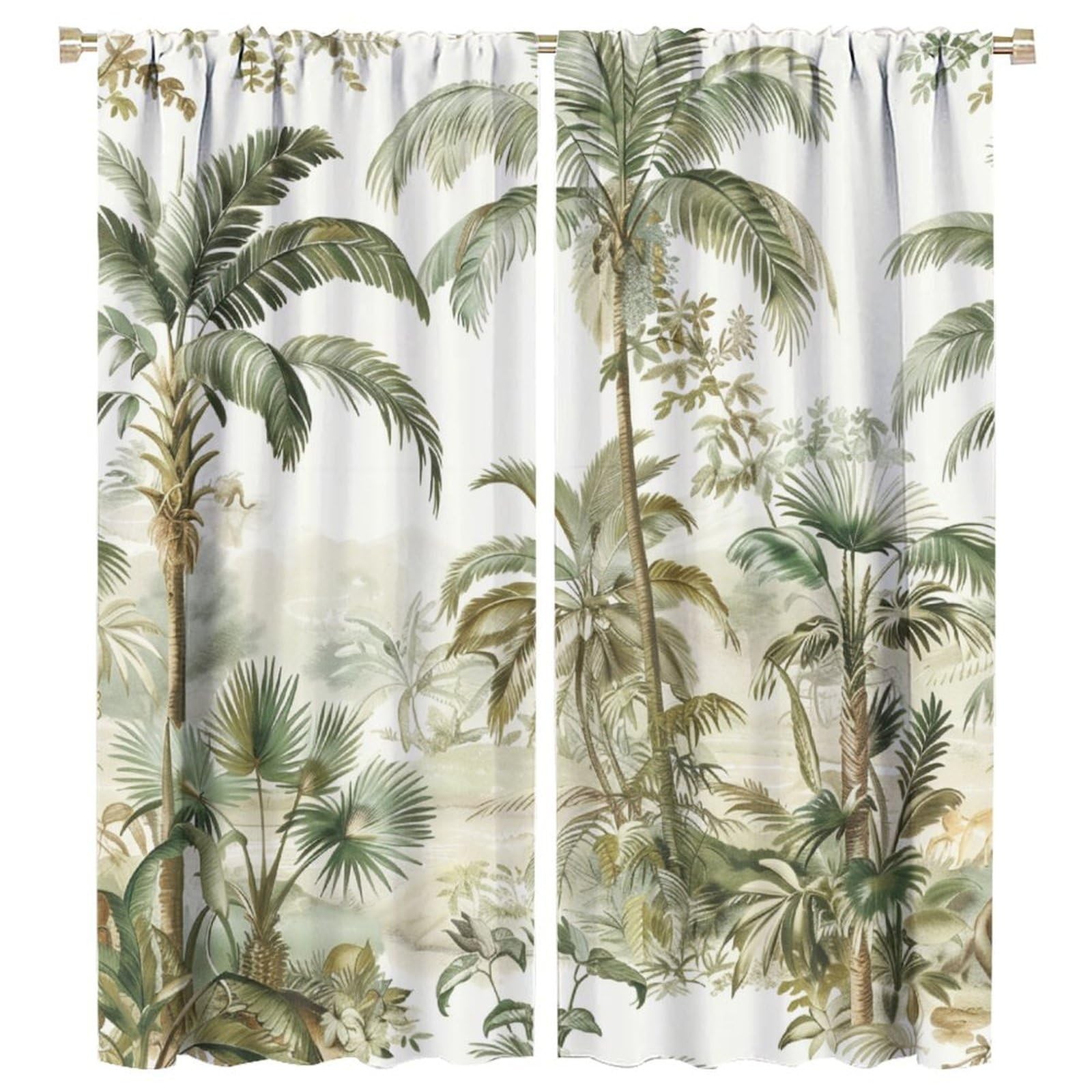 Abstract Palm Trees Blackout Curtains for Bedroom/Living Room, Tropical Jungl…