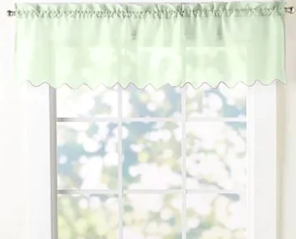1 Fabric Thin Valance (14″x60″)(no tiers/drapes) SAGE, LIGHT GREEN COLOR, Emelia