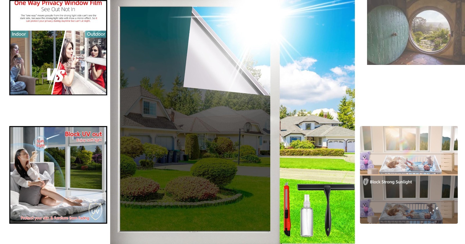 17.5″x78.74″ Static Cling One Way Window Tint – Black-Silver UV Blocking Film