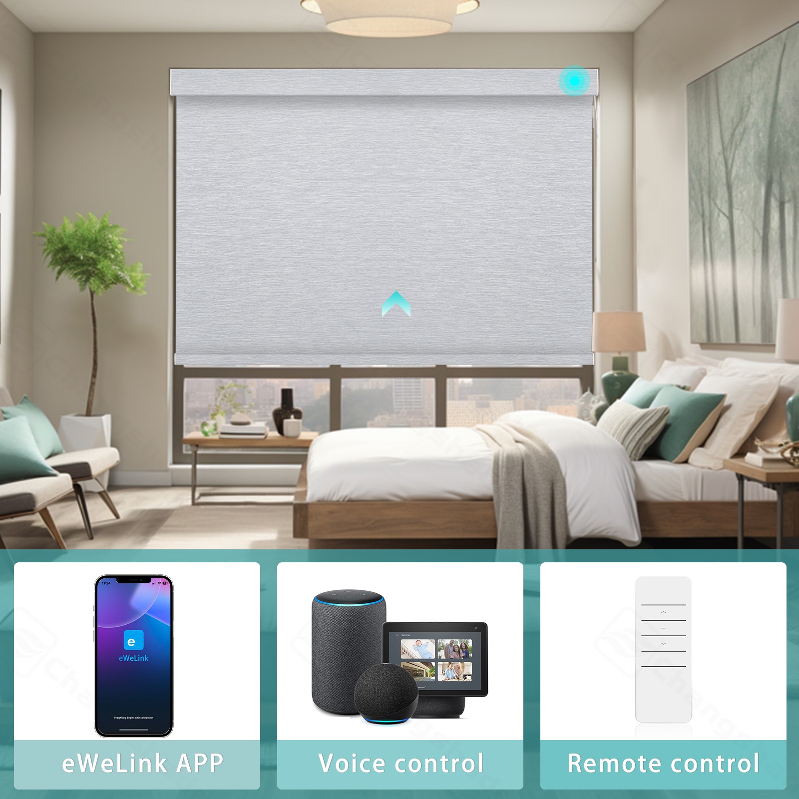 Changshade Blackout Smart Roller Shade with Remote Control Automatic Window Shad