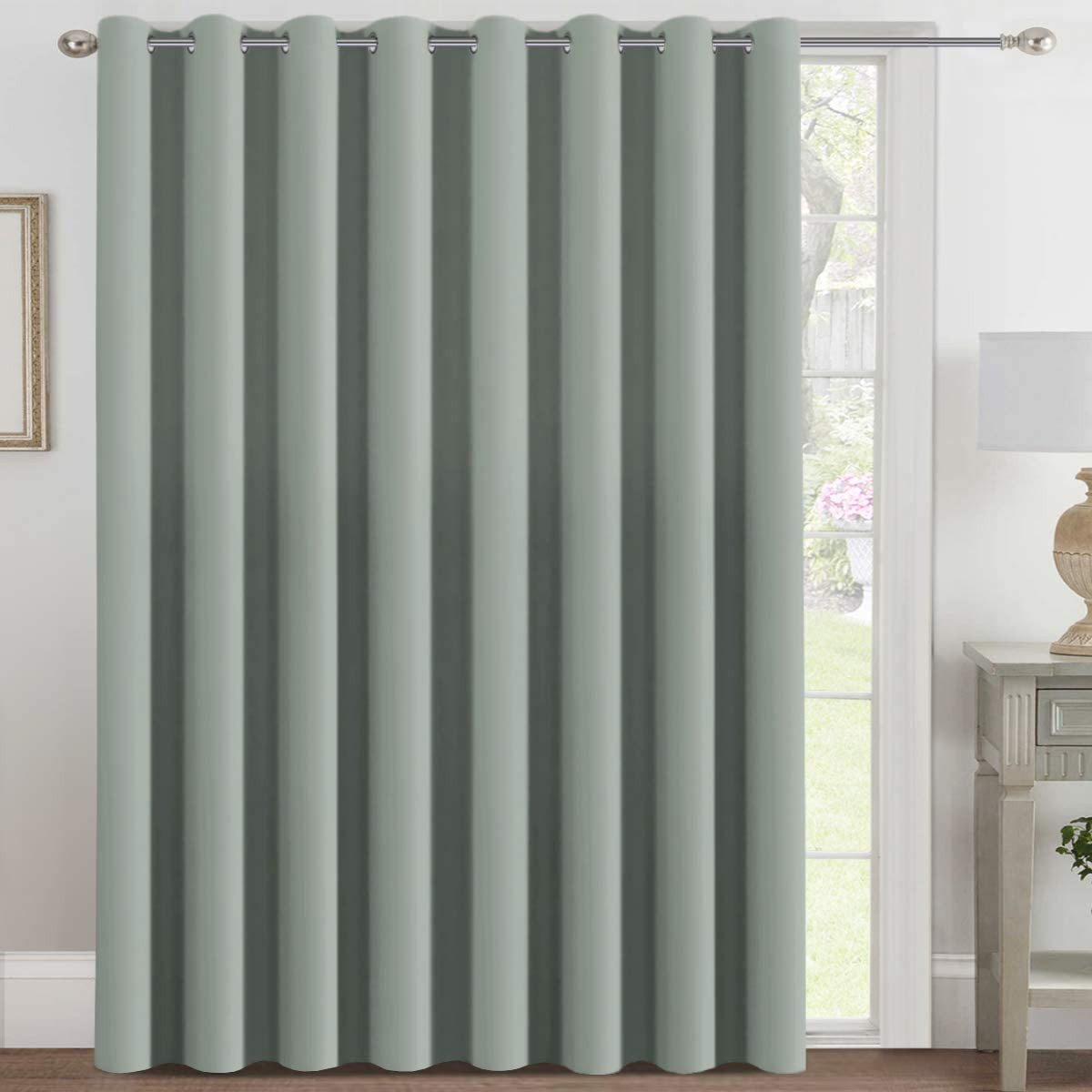 Light Sage Blackout Patio Curtains 100×108 Thermal Insulated Grommet Panels