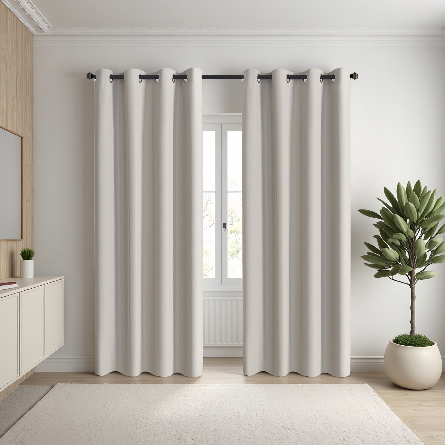 2 Panels Bedroom Blackout Curtains Solid Light Block Grommet Panels