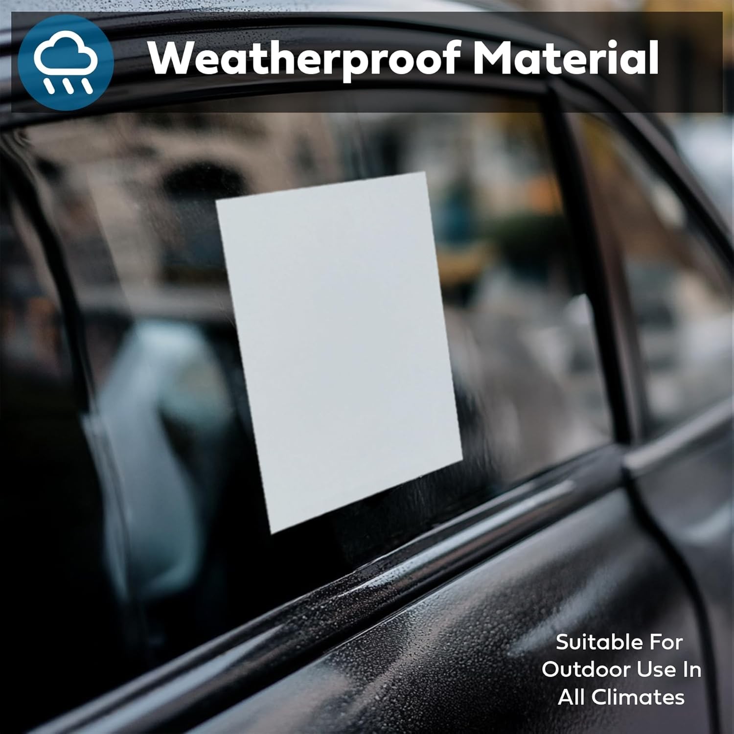 Window Stickers Car Dealers -Plain Blank White Exterior ‘Outdoor’ 8.5″ x 11″ 100
