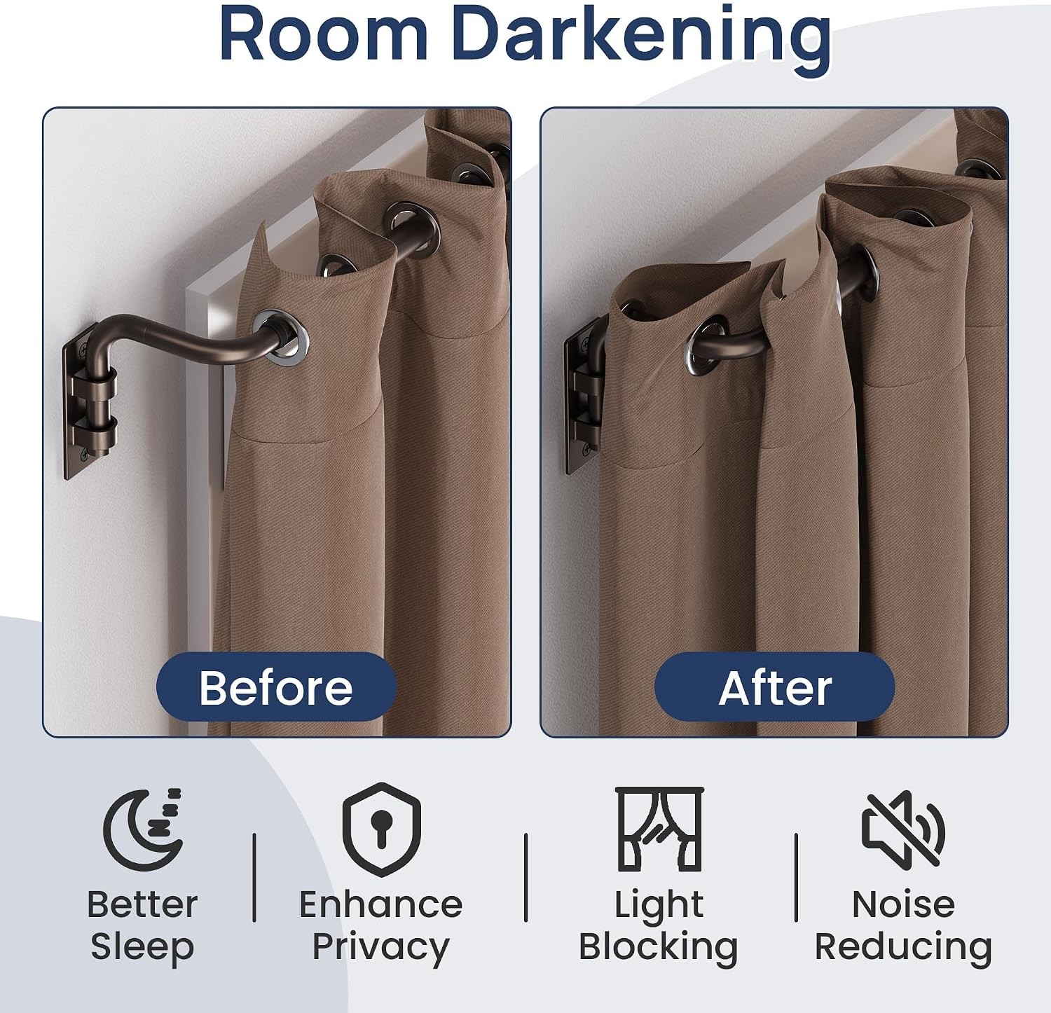 ENJOYBASICS Blackout Curtain Rod for Windows 48 to 84, Wrap Around Curtain R…