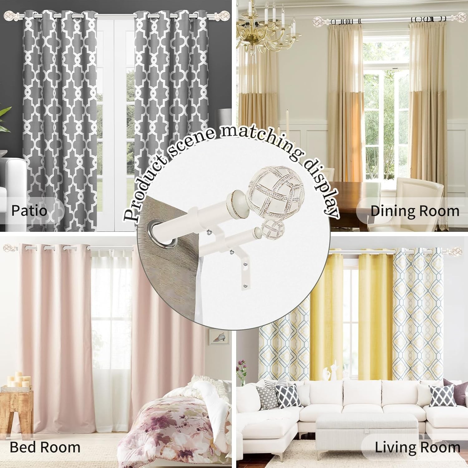 1 Inch Diameter Double Curtain Rod Set for Windows Heavy Duty Double Window T…