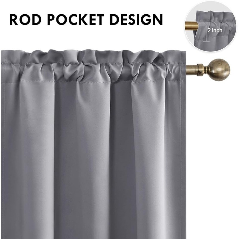 Thermal Insulated Blackout Curtains Light Blocking Noise Reduction Room Panels