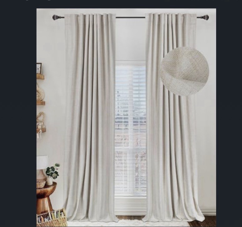 100% Blackout Shield Linen Blackout Curtains 2 Pack 84×52 Rod Pocket Drapes NEW