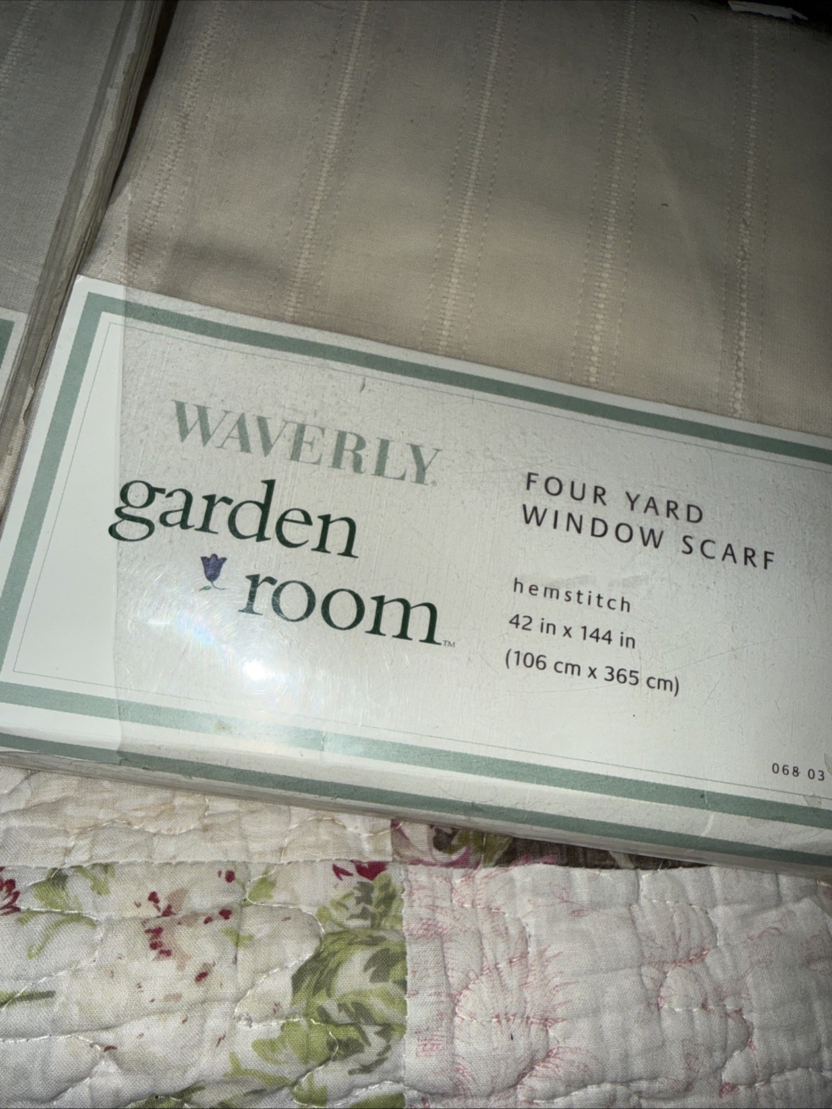 Waverly Garden Room Four Yard Window scarf 42 x 144 in Hemstitch lot of 2 cream