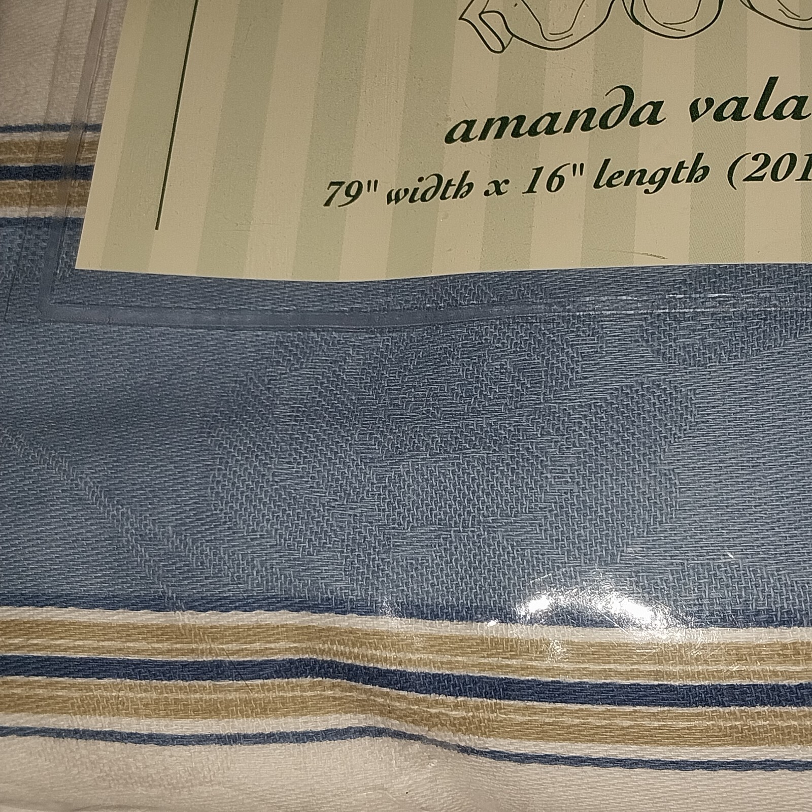 Waverly Delft Amanda Window Valance Melrose Striped Blue White Tan 79 W x 16 L