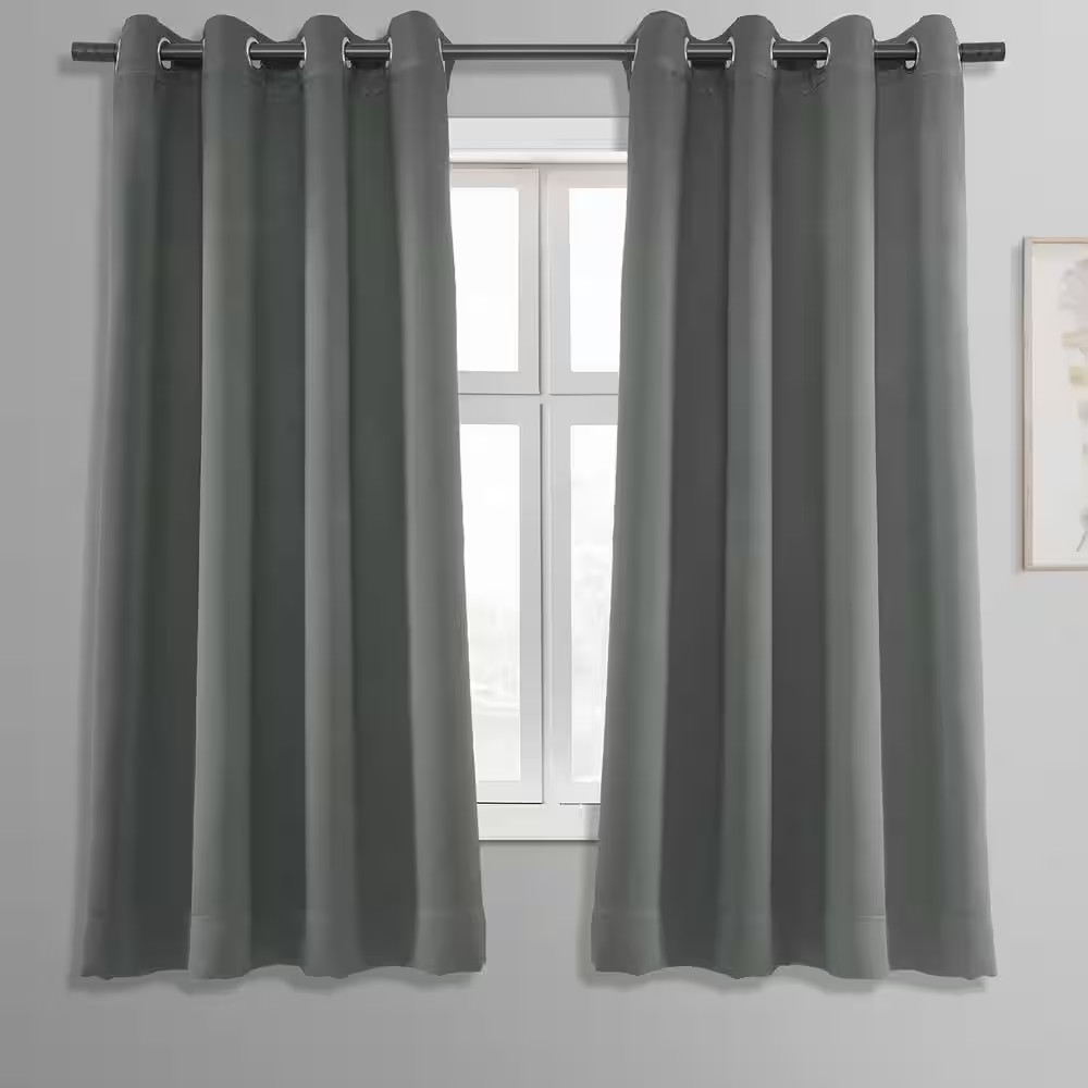 Neutral Grey Rod Pocket Room Darkening Curtain – 50 In. W X 63 In. L (1 Panel)