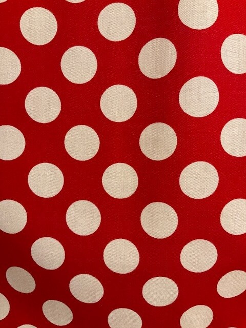 Handmade Red and White Polka Dot Valance, 41 X 15 INCHES