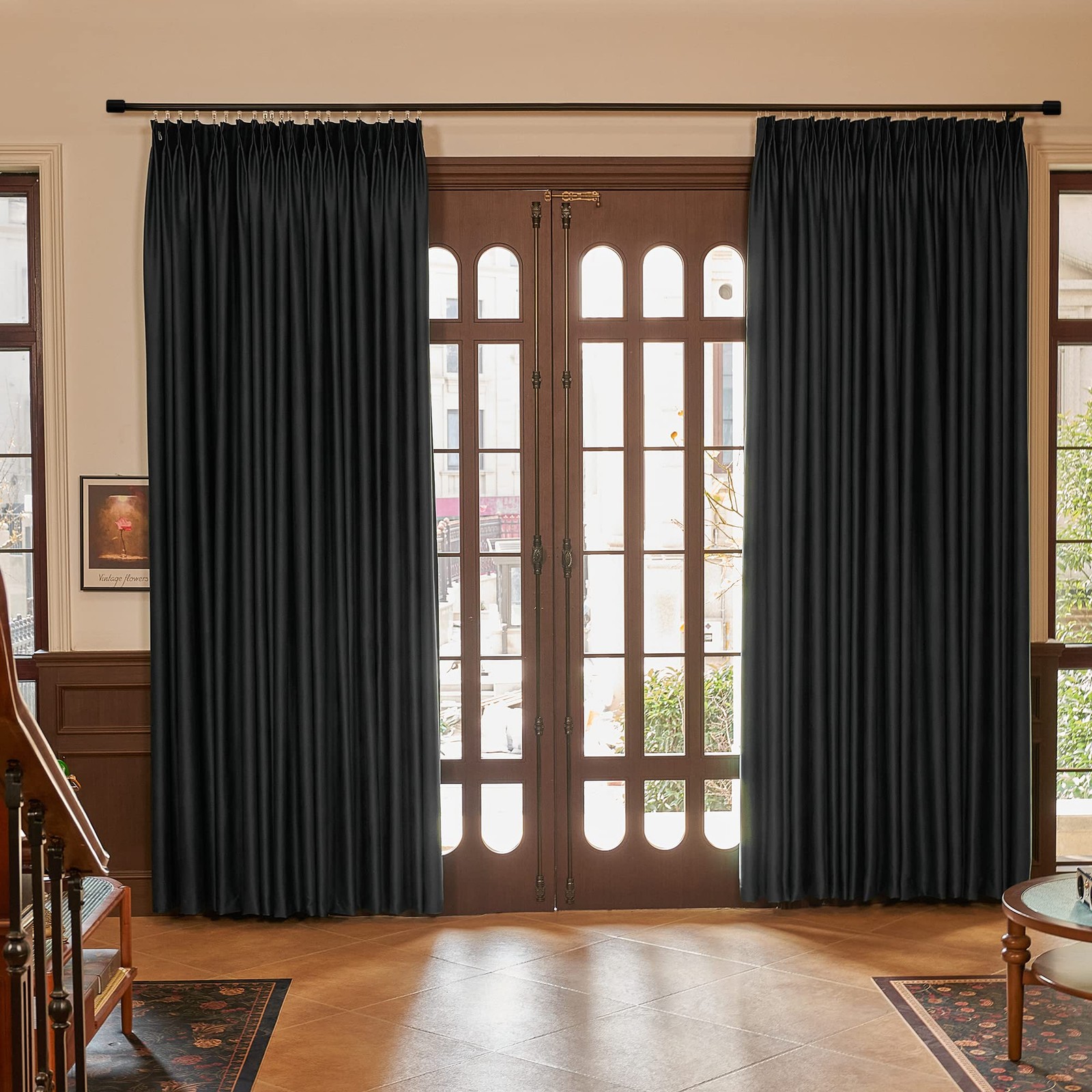 Huto Extra Wide Pinch Pleated Curtains Solid Thermal Insulated Room Darkening