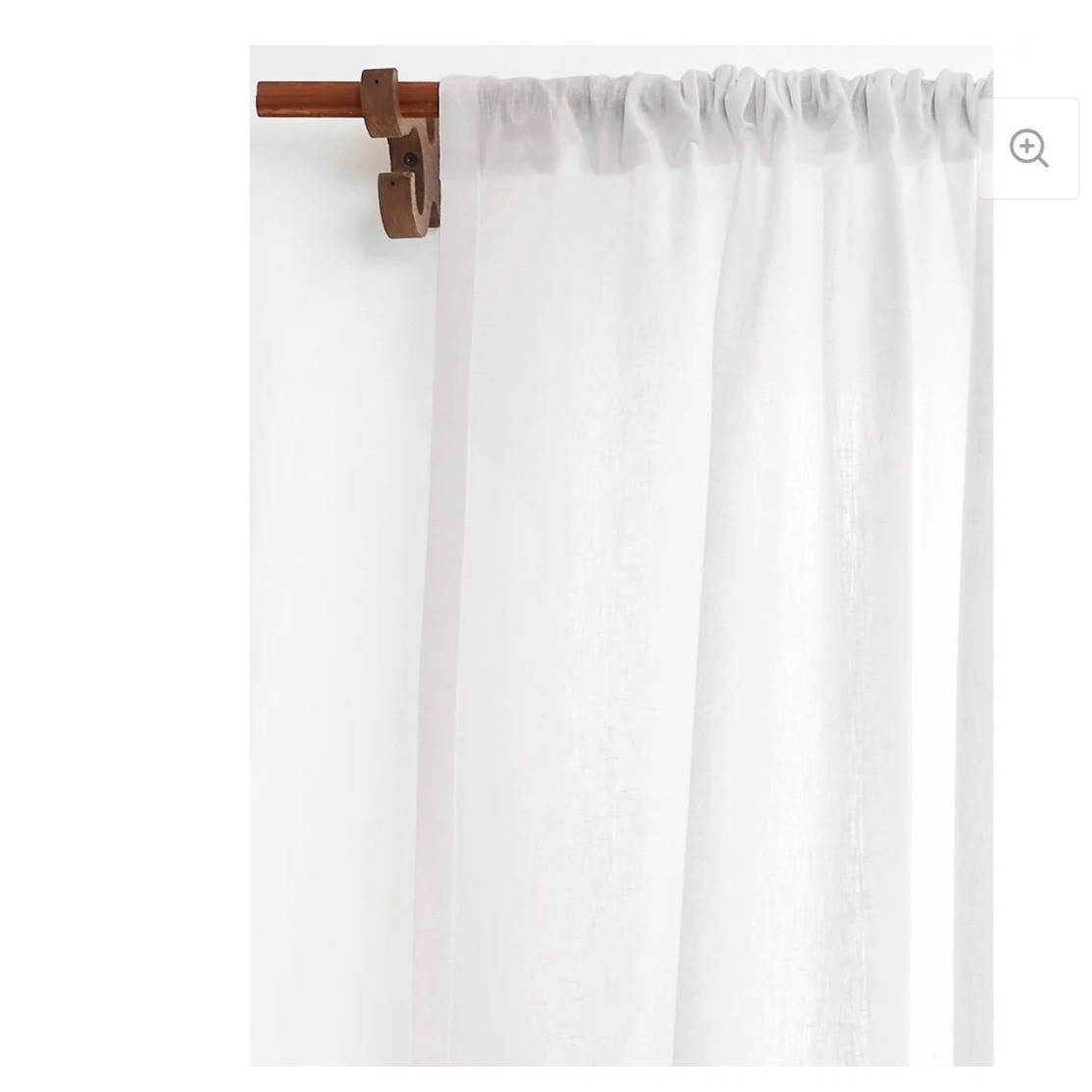 Solino Home White 100% Linen Curtain one Panel 52×84 Rod Pocket Semi Sheer India