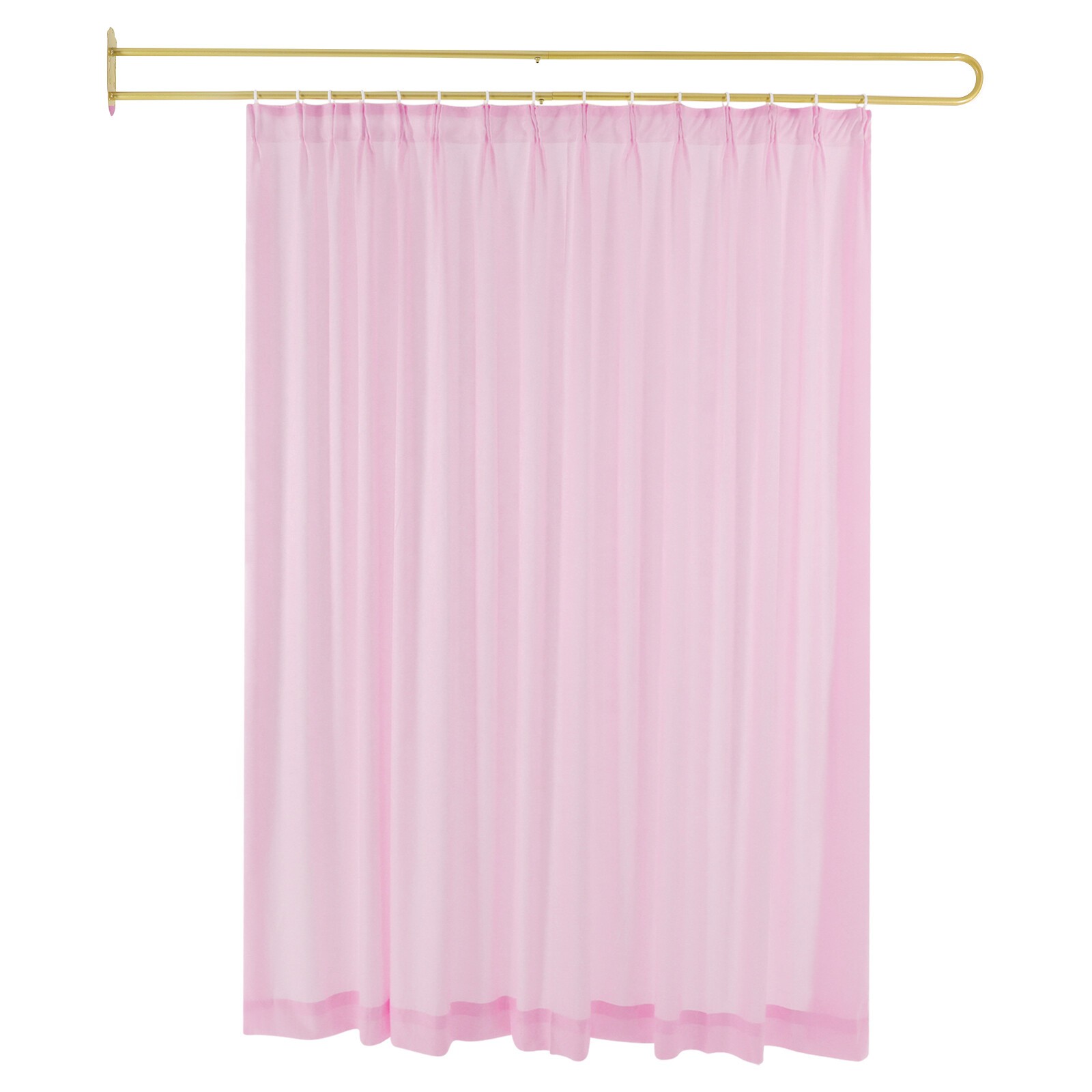 Privacy Partition Curtain Metal Support Wall Mounted U-Shape Room Divider 2M