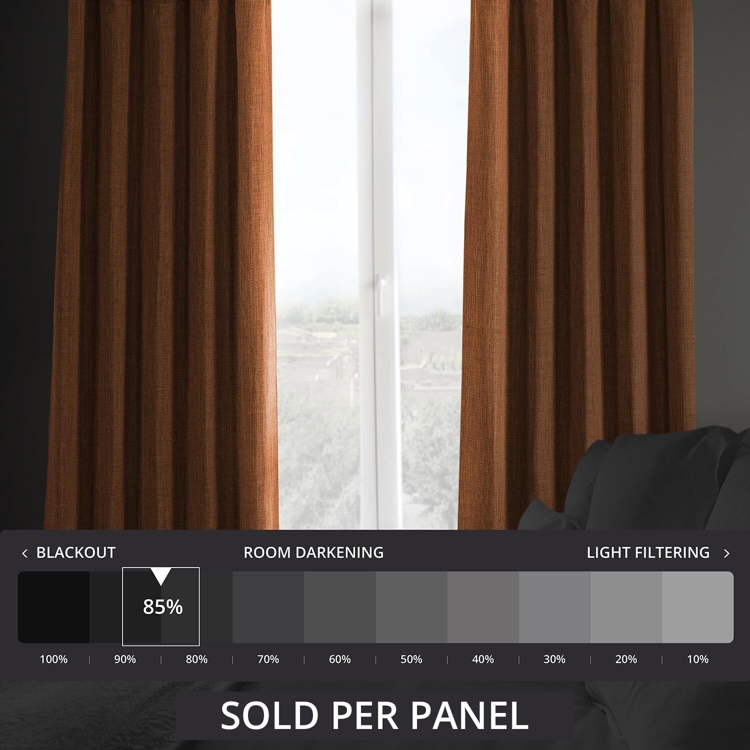 1 Panel Desert Orange 120″L x 50″W Linen Darkening Curtains For Living Room
